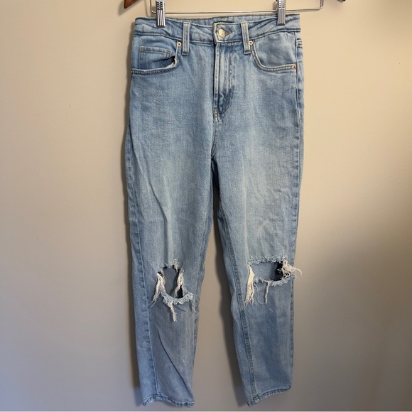 Wild Fable Women’s Super High Rise Mom Jeans Size 0 Distressed Light Wash Denim - Picture 1 of 8